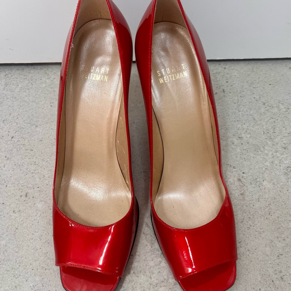 Stuart Weitzman Red Patent Leather Heels